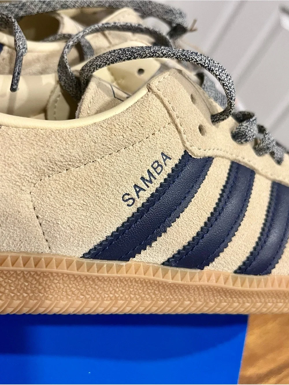 Adidas Samba OG Men Sneakers in Cream and Navy Blue